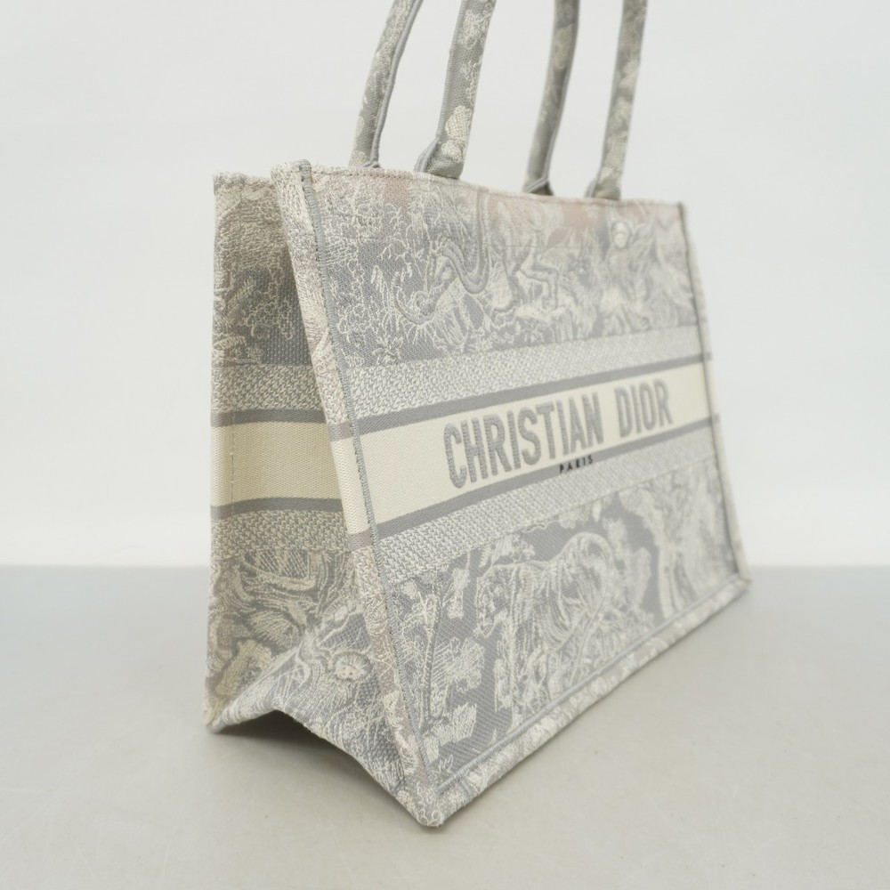 Dior Christian Book White Bag  Gray Tote Canvas